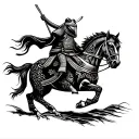samurai frog riding horse tattoo design idea