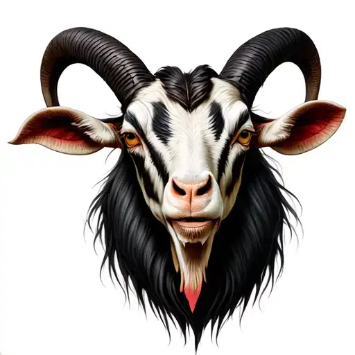 severed goat head 666 tattoo design idea