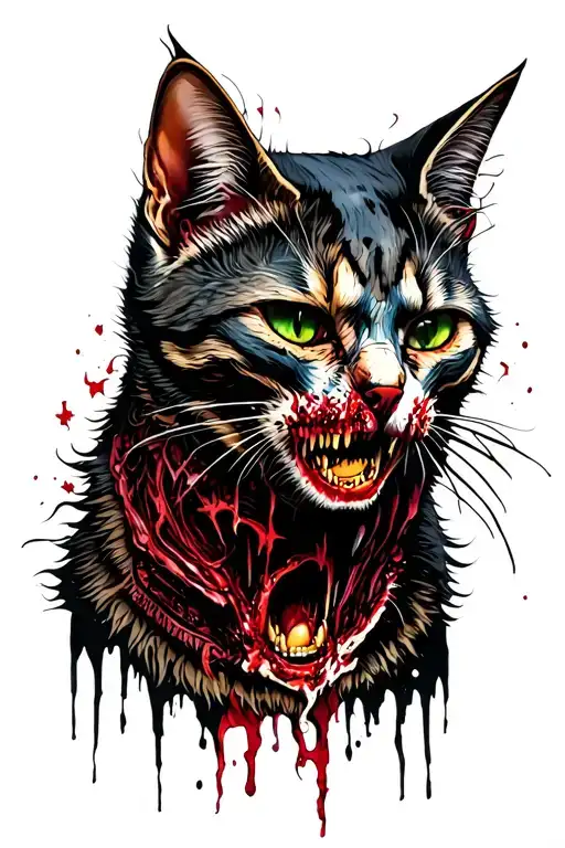 cat zombie tattoo design idea