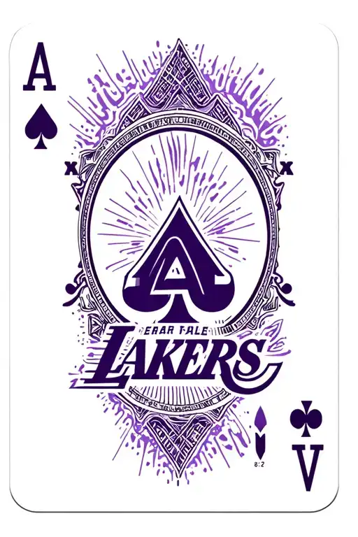 ace playing card and la Lakers logo incorporated tattoo design idea