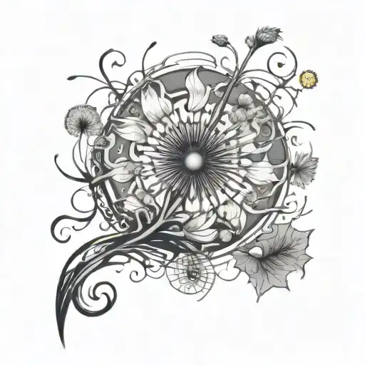 Twister with dandelion  tattoo design idea