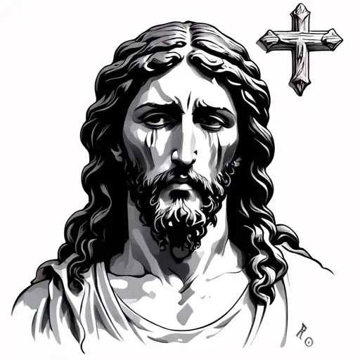 Crying Jesus tattoo design idea