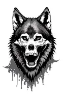 wolf with skull in mouth open tattoo design idea