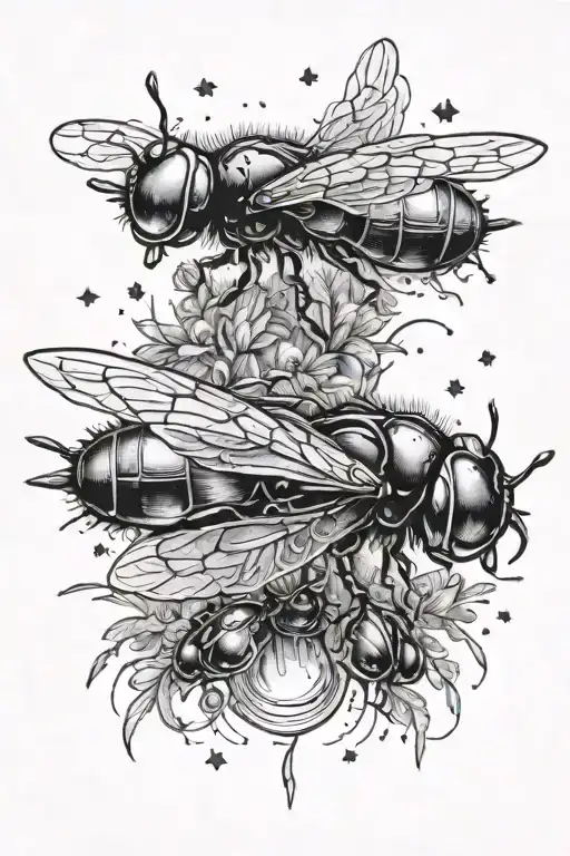 Fireflies tattoo design idea