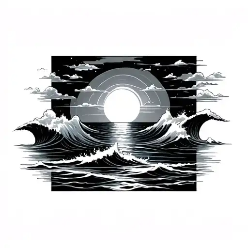 Ocean Sunrise tattoo design idea