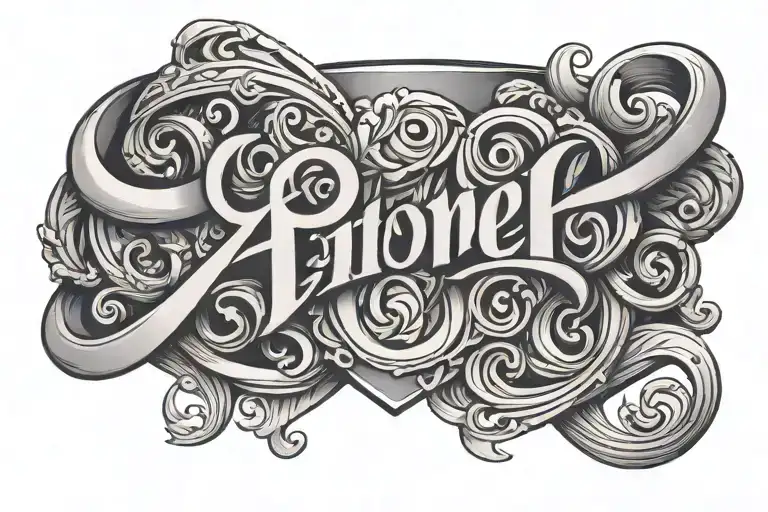name ring surrounded tattoo design idea