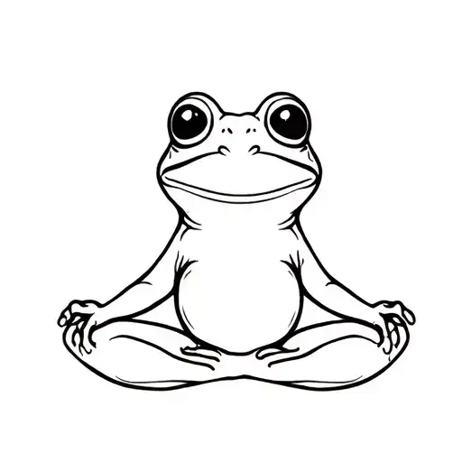 cute frog meditating tattoo design idea