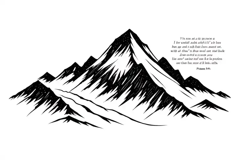 Simple minimal mountain range with a Psalms 95:4-5 tattoo design idea