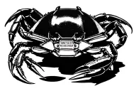 Blue Crab firefighter helmet tattoo design idea