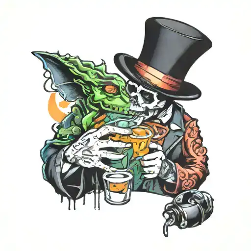 programmer, love, life, drinks,smoke,colorful tattoo design idea