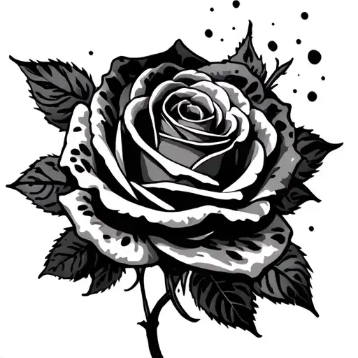black rose with cheetah print around tattoo design idea