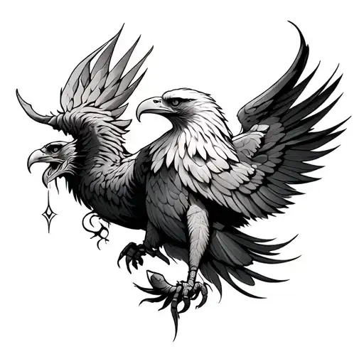 eagle, scorpio and Phoenix tattoo design idea