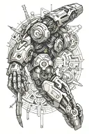 bionic cyborg arm tattoo design idea