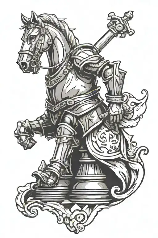 knight chess piece tattoo design idea