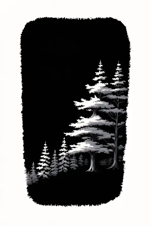 geometric nature elements like trees tattoo design idea