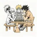 Naruto, Sakura and Sasuke playing chess tattoo design idea