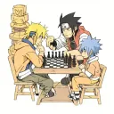 Naruto, Sakura and Sasuke playing chess tattoo design idea