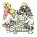 Naruto, Sakura and Sasuke playing chess tattoo design idea