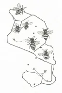 bees flying to the hive oblong tattoo on the back tattoo design idea
