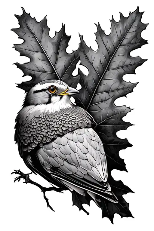 kestrel oak tree leaves acorn tattoo design idea