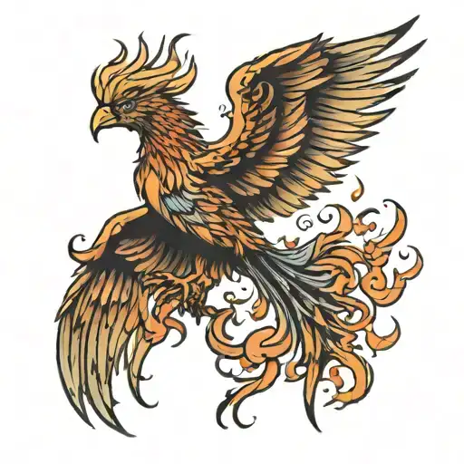 phoenix bird rising from ashes tattoo design idea
