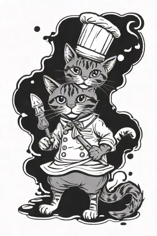 pastry chef cute cat tattoo design idea