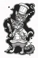 pastry chef cute cat tattoo design idea