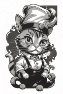 pastry chef cute cat tattoo design idea