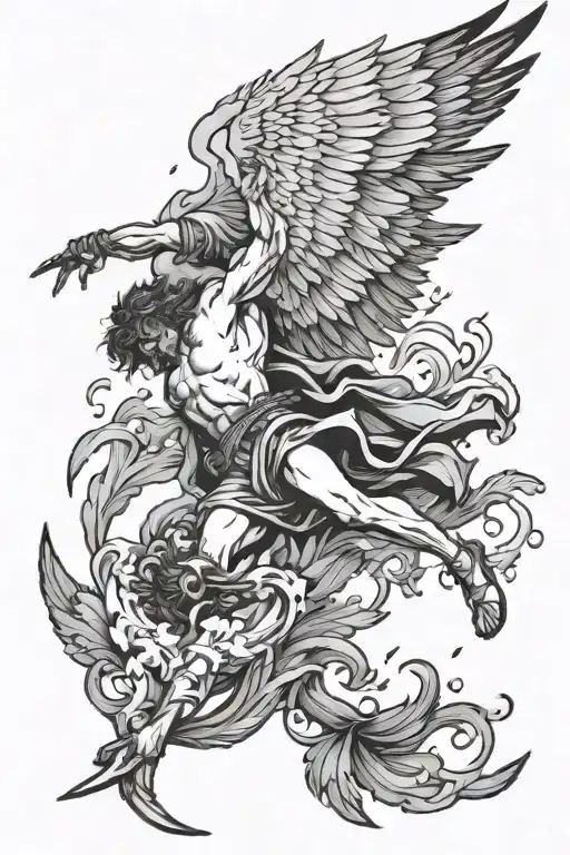 Fall of icarus falling tattoo design idea