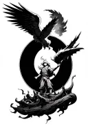 Fall of Icarus in the style of the wind waker opening scene tattoo design idea