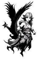 Fall of Icarus in the style of the wind waker opening scene tattoo design idea