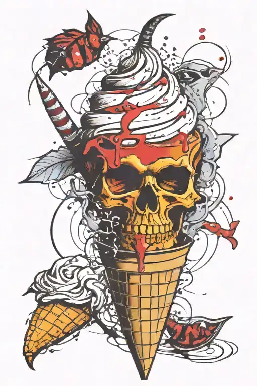 pumpkin ontop of an ice cream cone  tattoo design idea