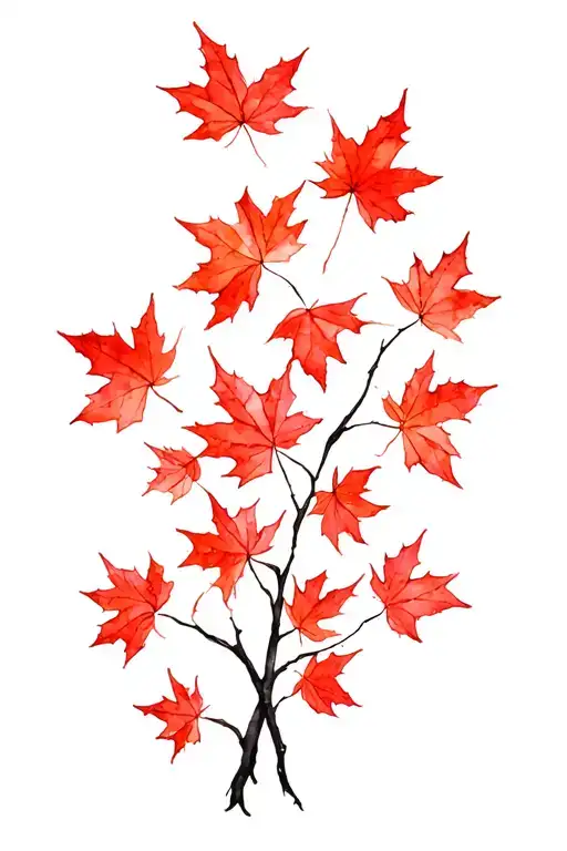 red maple leaves falling tattoo design idea