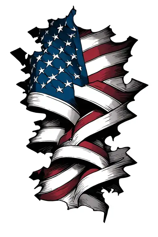American Flag ripping, United States Constitution intertwined tattoo design idea