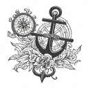 anchor with compass tattoo design idea