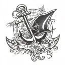 anchor with compass tattoo design idea