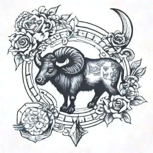 combine the symbols for Aries zodiac and Sagittarius zodiac no animal tattoo design idea