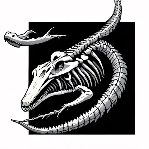 alligator tail skeleton tattoo design idea