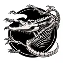 alligator tail skeleton tattoo design idea