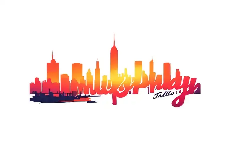 Chicago skyline inside the name Murphy tatto design tattoo design idea