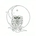 two astronauts sitting in an embrace on the moon tattoo design idea