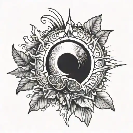 half sun shining with dates incorporated tattoo design idea