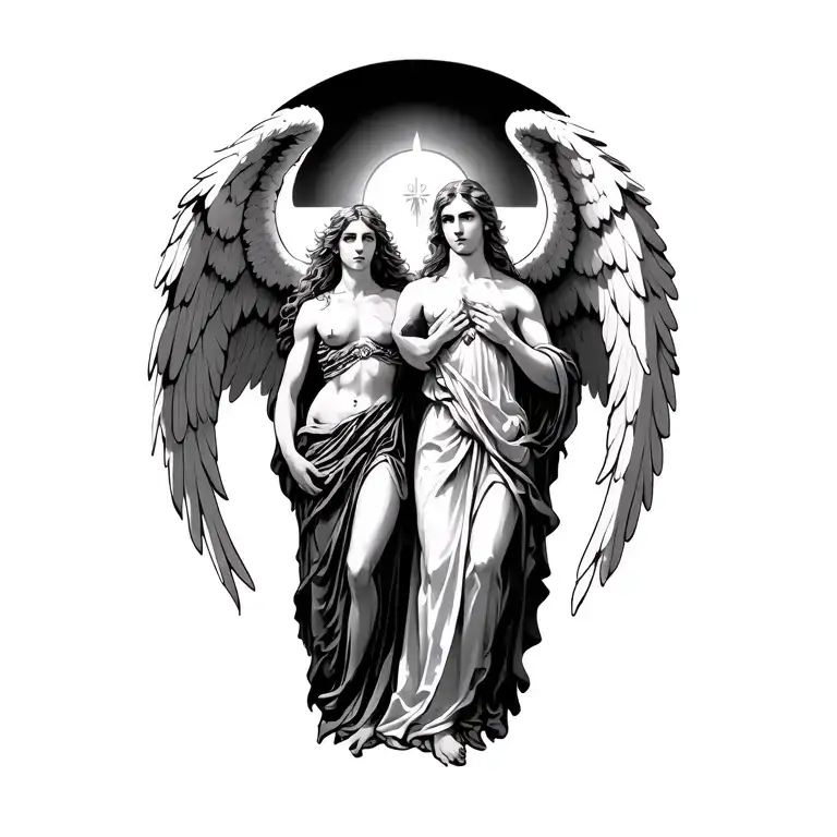 arch angel uriel and arch angel michael tattoo design idea