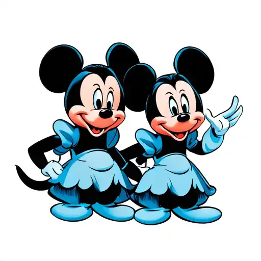 Sister matching tattoos in color of Gus the mouse from Disney’s Cinderella tattoo design idea