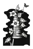 narcissist flowers on traffic cone tattoo design idea