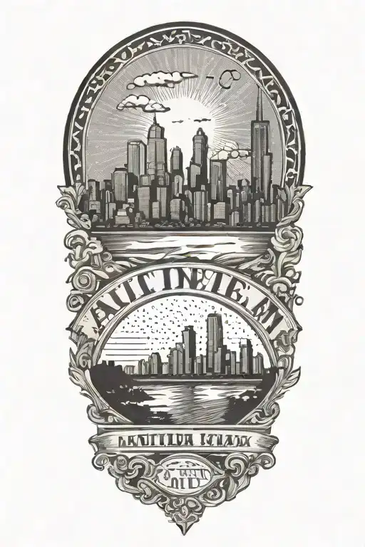 Runner with Chicago Skyline in background with Latin phrase " aut inveniam viam aut faciam"  tattoo design idea