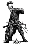 Freemason, chef, motorcycle tattoo design idea