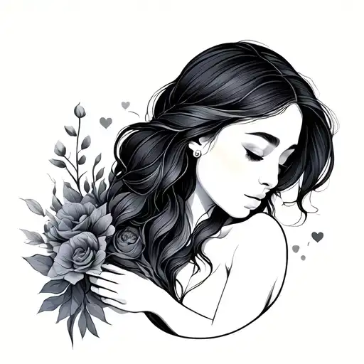 minimalist tatoo woman representing maternal love tattoo design idea