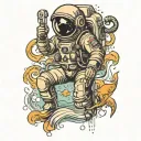 astronaut underwater tattoo design idea
