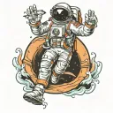 astronaut underwater tattoo design idea